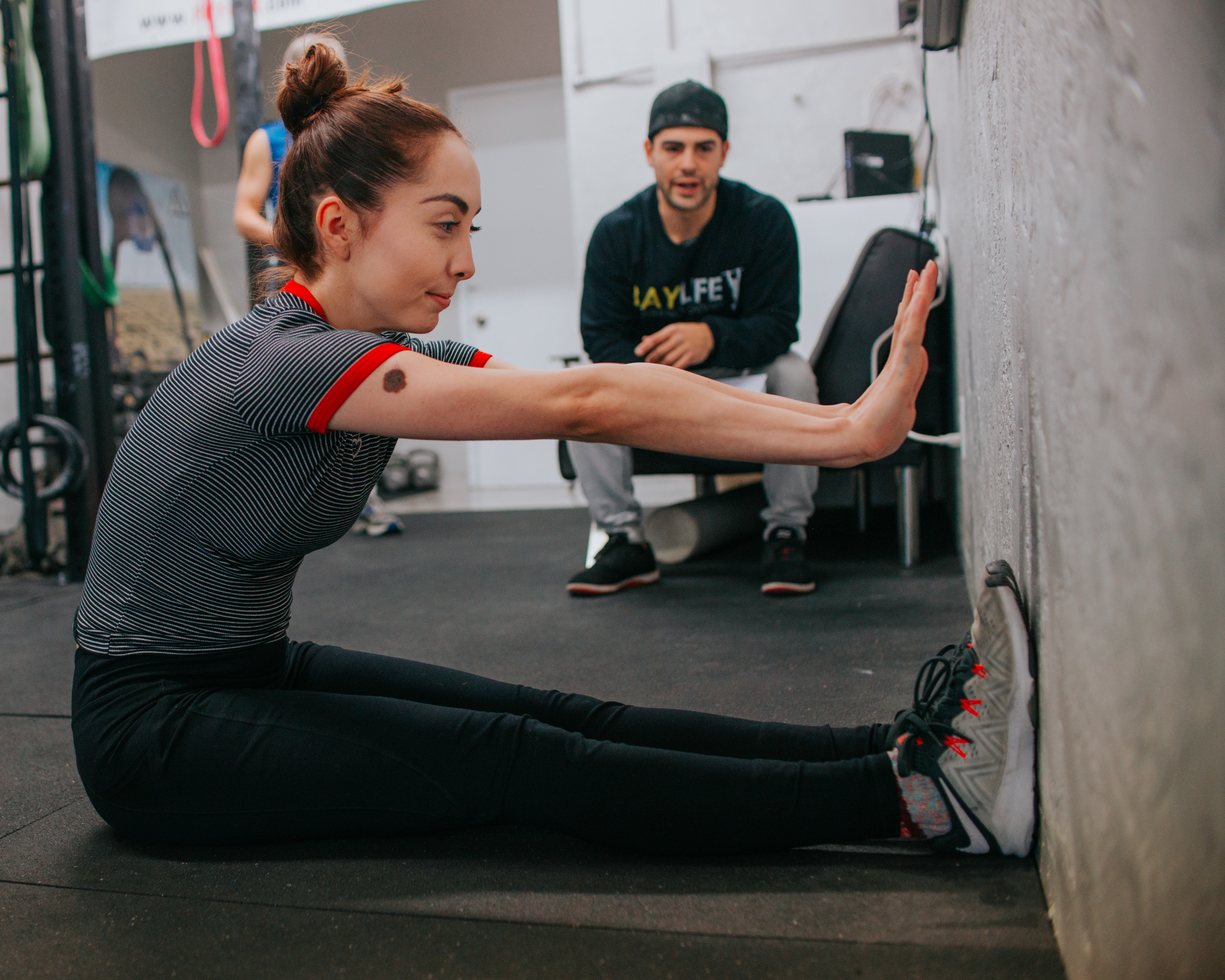 person stretching